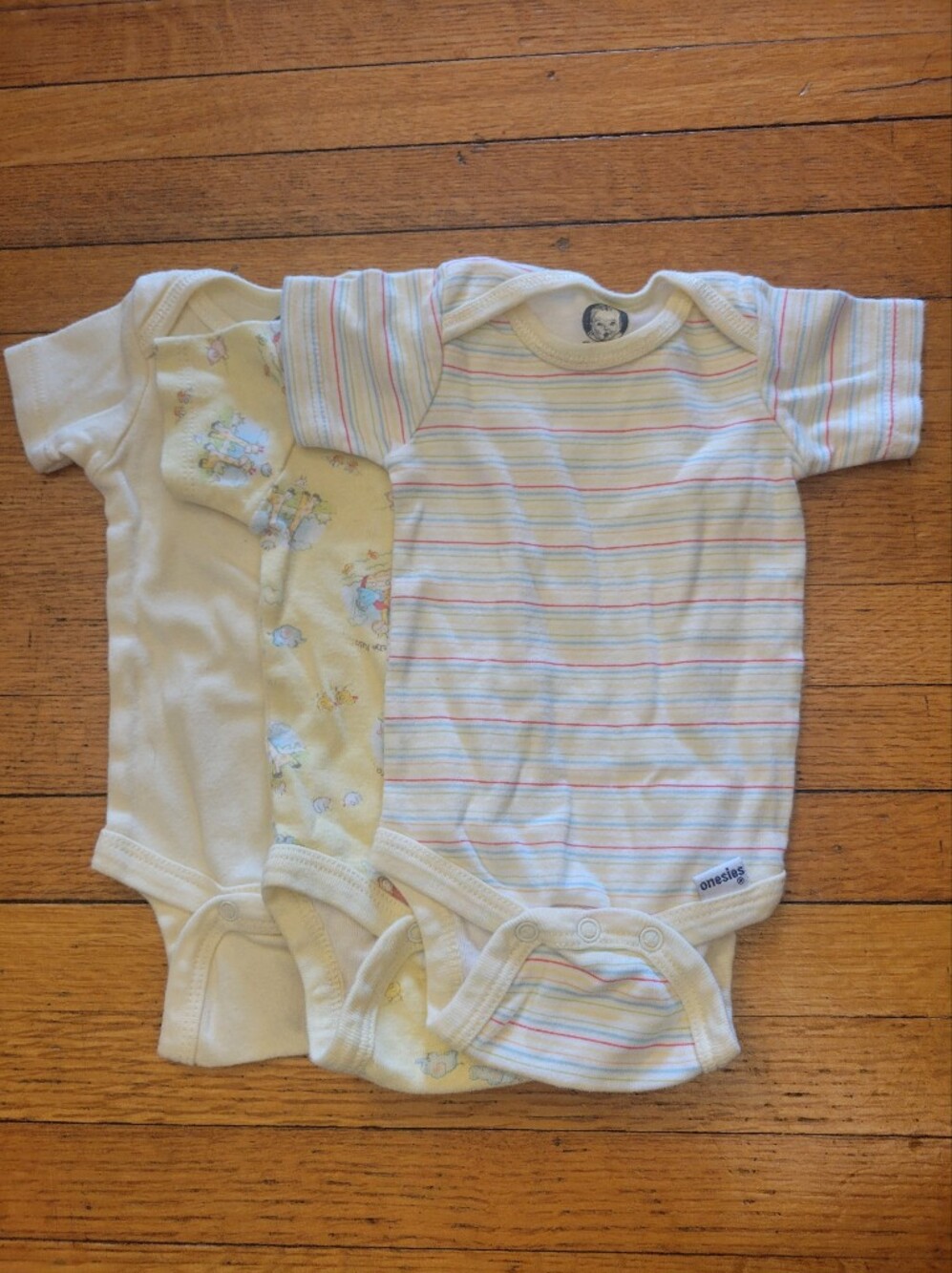 Vintage Gerber Cream and Yellow Infant Onesie Set